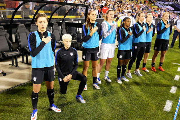 Us Soccer Player Takes A Knee During National Anthem 