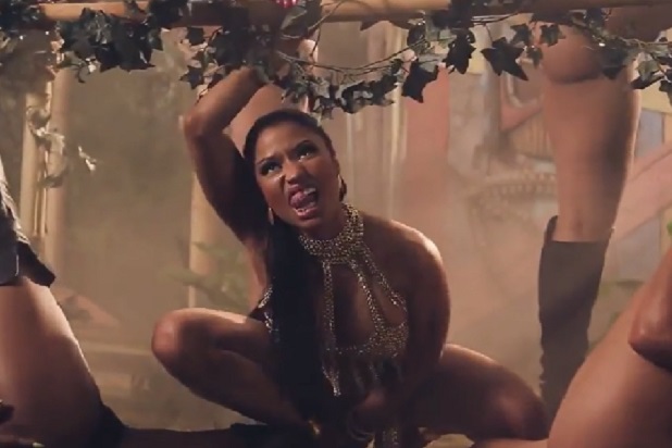 618px x 412px - Nicki Minaj Shows Yet More Skin in 'Anaconda' Behind-the ...