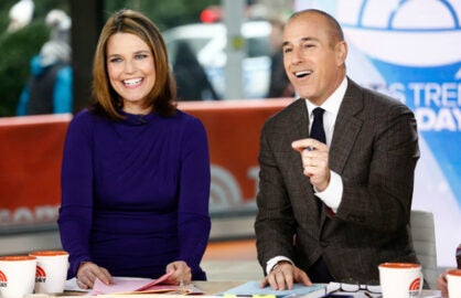 Matt Lauer flashes Rockefeller Center... Savannah-Guthrie-Matt-Lauer-418x270