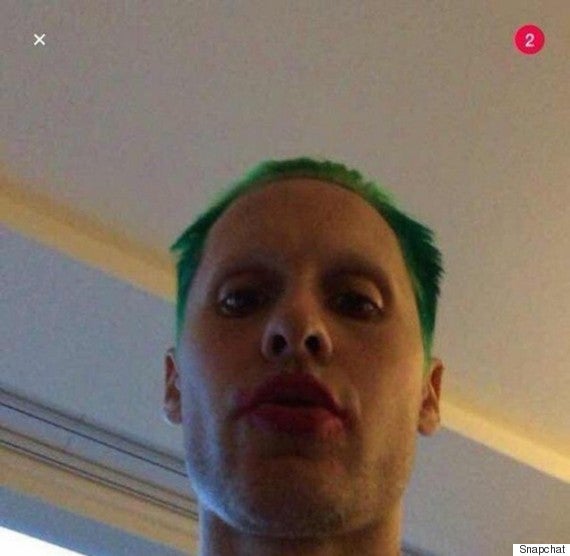 Jared Leto Sports Green Hair, Red Lips in New 'Suicide Squad' Snapchat ...