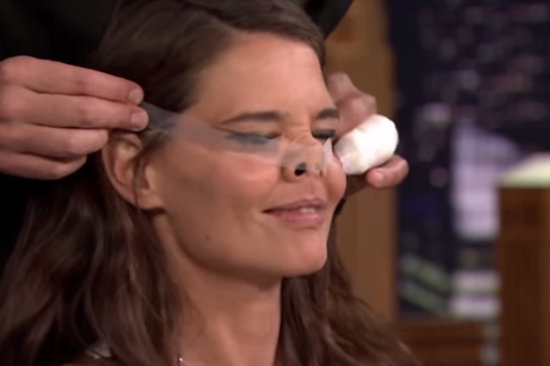 Jimmy Fallon Tapes Up Katie Holmes Face On Tonight Show Video