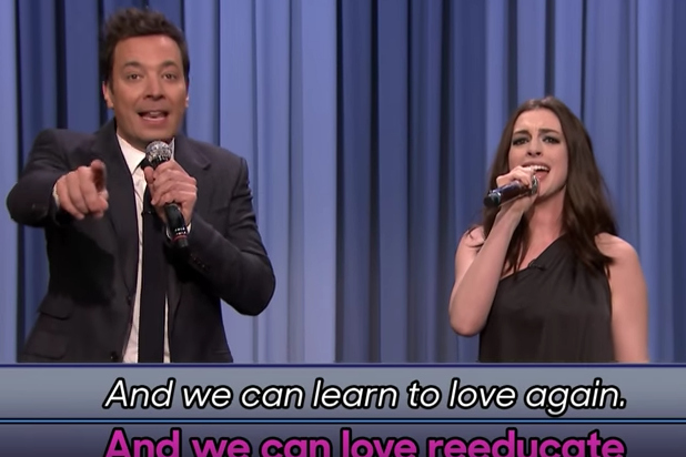 Jimmy Fallon and Anne Hathaway