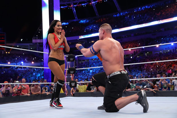 618px x 412px - WrestleMania 33: WWE Superstar John Cena Proposes to Girlfriend Nikki Bella