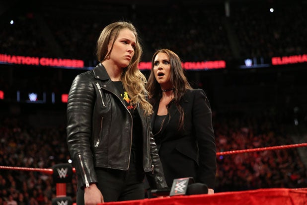 618px x 412px - Watch Ronda Rousey Slam Triple H Into a Table After Signing WWE ...