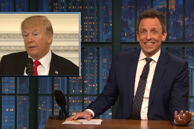 Seth Meyers Clowns Trump for Being a 'Fake Tough Guy' When Talking ...