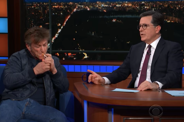 Sean Penn Lit up a Cigarette on the 'Late Show' While Riding the ...