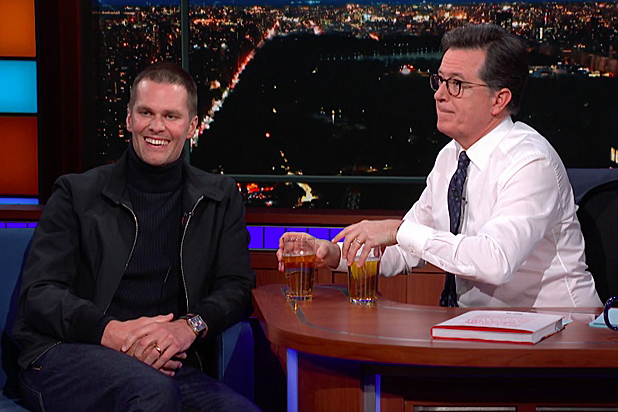 SEE IT: Tom Brady destroys Stephen Colbert in beer-chugging