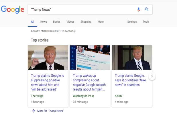 Trump Slams 'Rigged' Google For 'Suppressing Voices Of Conservatives'