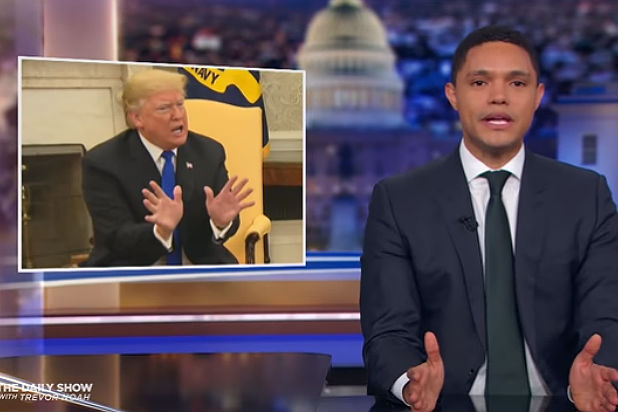 Trevor Noah Looks At Trump Schumer And Pelosis Awkward Threesome In The White House Video 