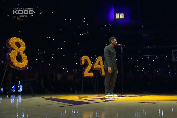 Usher Sings 'Amazing Grace' for Kobe Bryant at First Lakers Game