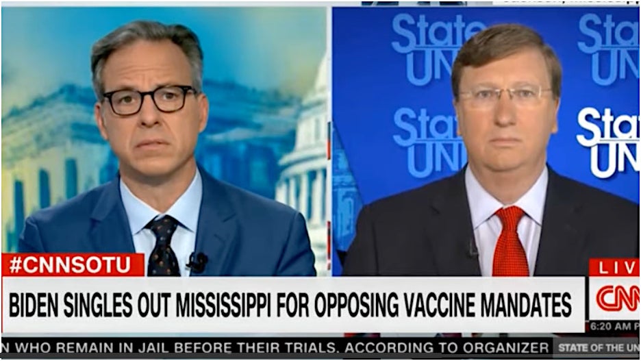 Jake Tapper Berates Mississippi Governor About State's COVID 'Death Per ...