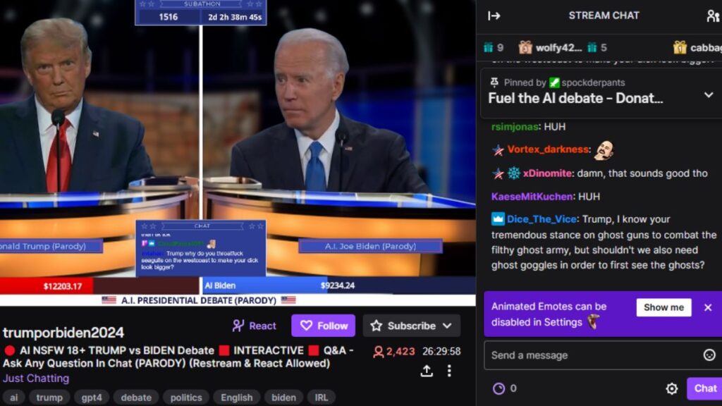 Watch Donald Trump, Joe Biden Debate on Twitch Via AI