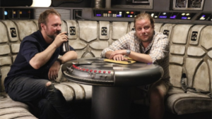 Rian Johnson and Jamie Christopher on Set of 'The Last Jedi'