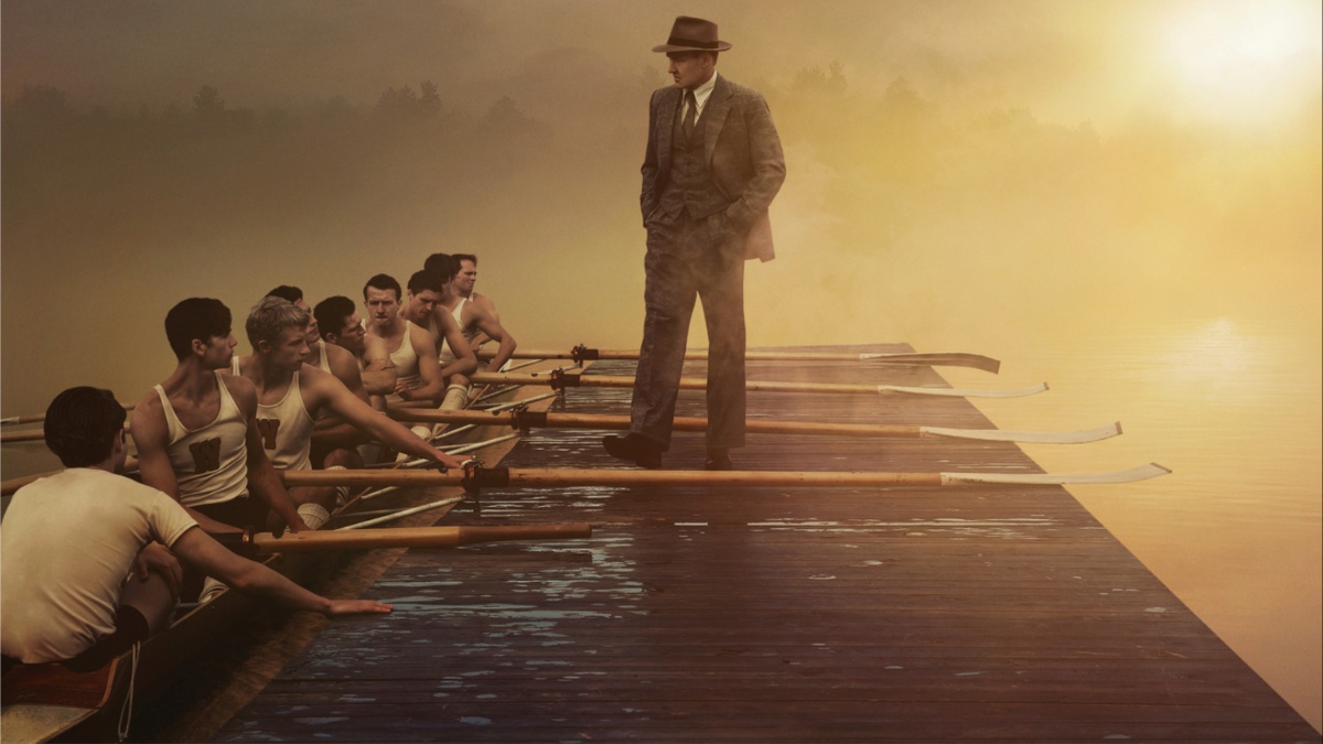 Joel Edgerton coaches a team of underdog rowers in The Boys in the Boat trailer