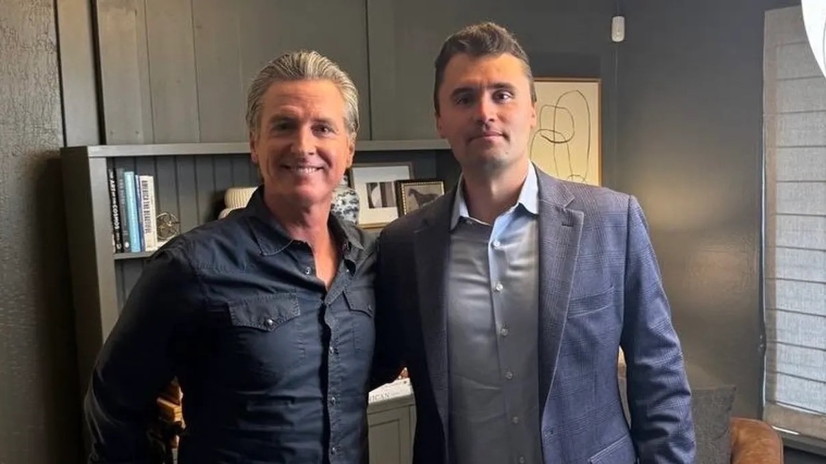 Gavin Newsom’s Podcast Will Derail His Political Career, Its First Guest Charlie Kirk Says  | Video